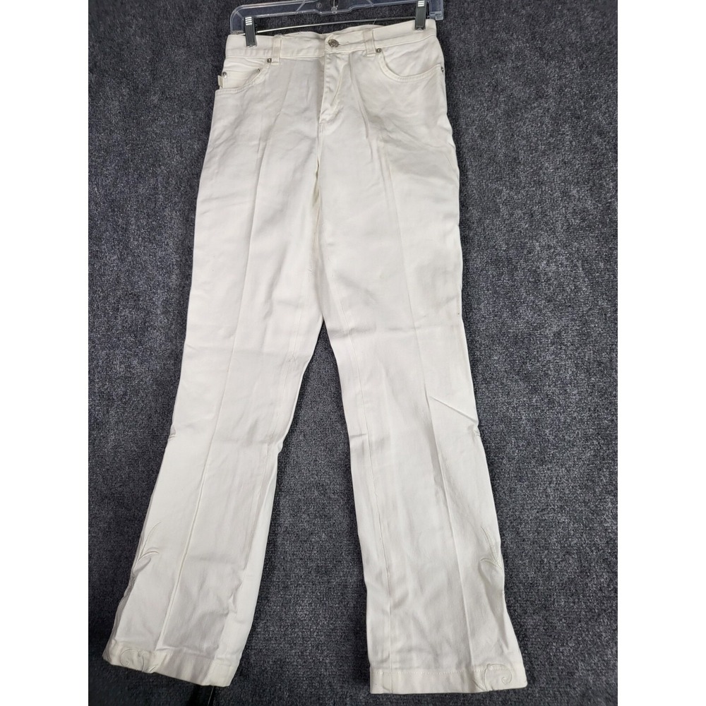 Lauren Jeans Co Grotto Floral Print White Straight Leg Jeans 4 Women Embroidered